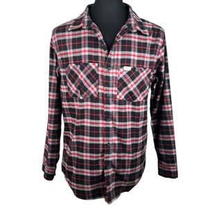 In N Out Men's Plaid Long Sleeve Button Down Flannel Shirt Size Large
